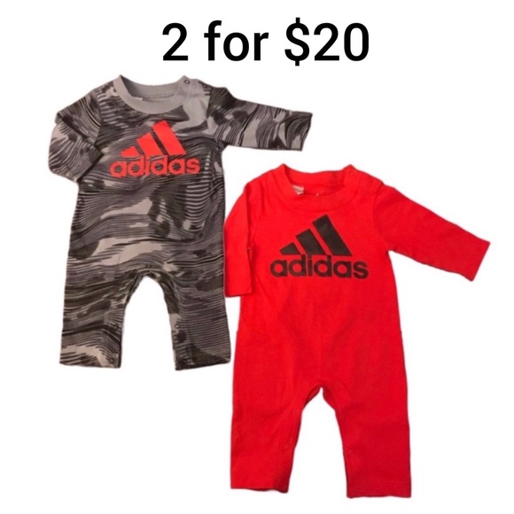 TWO ADIDAS BABY LONG SLEEVE 2 PIECE SET COVERALLS SIZE 3 MONTHS - Picture 1 of 5